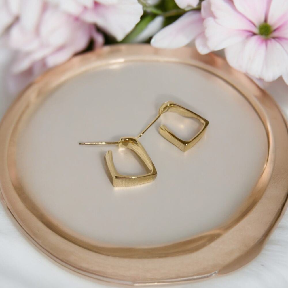 NEW 18K yellow gold plated square hoop earrings jewelry B19A - Picture 7 of 7